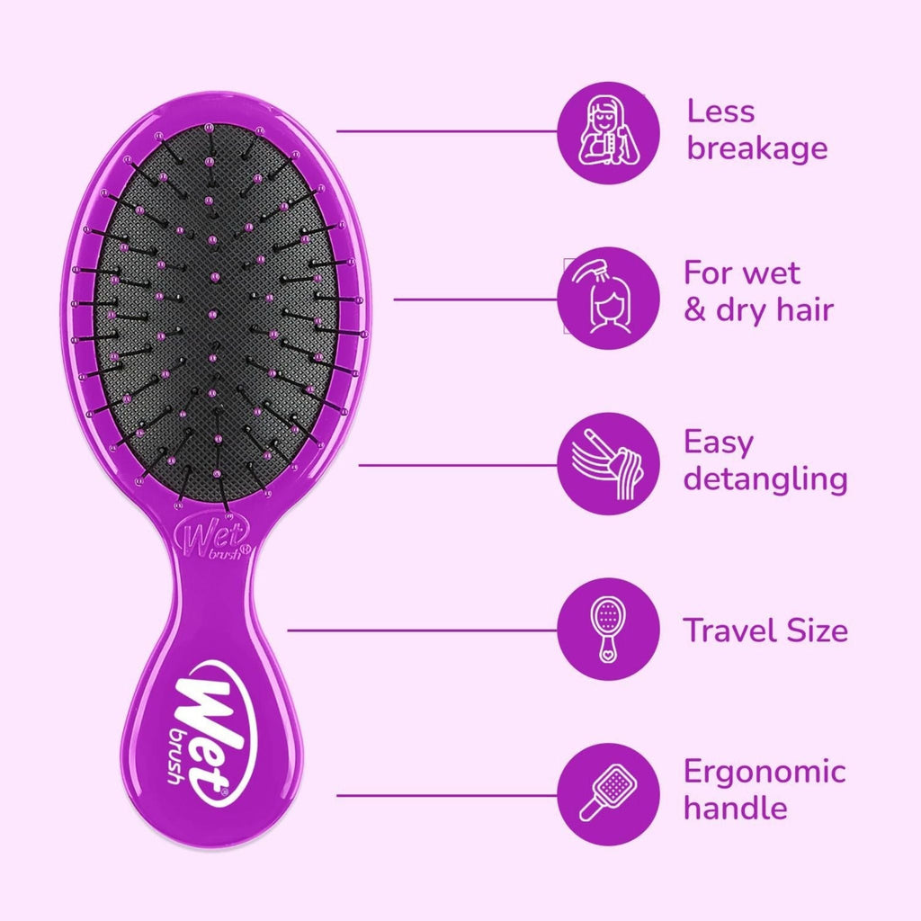 Refect Beauty Wet Brush Mini Detangler for kids in purple with flexible IntelliFlex bristles for easy detangling