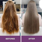 Refect Beauty Karseell Maca Power Purple Shampoo results showing hair before and after treatment for brassy tones