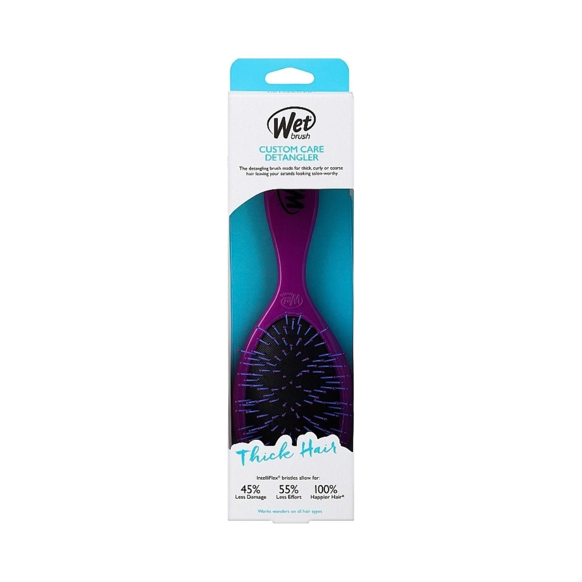 Refect Beauty Wet Brush for thick hair in a vibrant purple colour, packaged in a retail box for detangling.