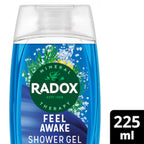 Refect Beauty Radox Feel Awake 2-in-1 shower gel and hair wash in a blue bottle with mineral and herbal scent design