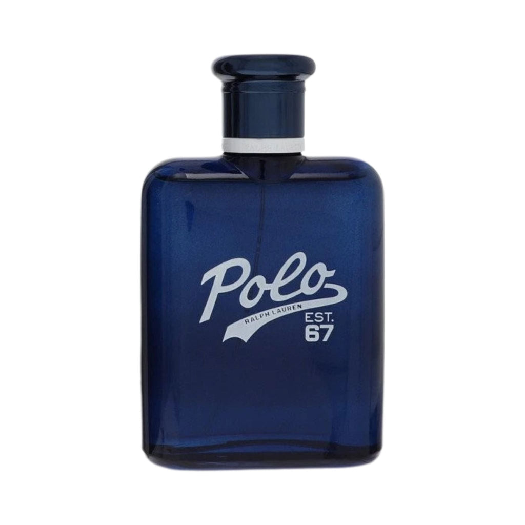 Refect Beauty Ralph Lauren Polo 67 Eau de Toilette in a sleek, dark blue refillable glass bottle for men.