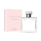 Refect Beauty Ralph Lauren Romance Eau de Parfum bottle next to its light pink and white signature fragrance box.