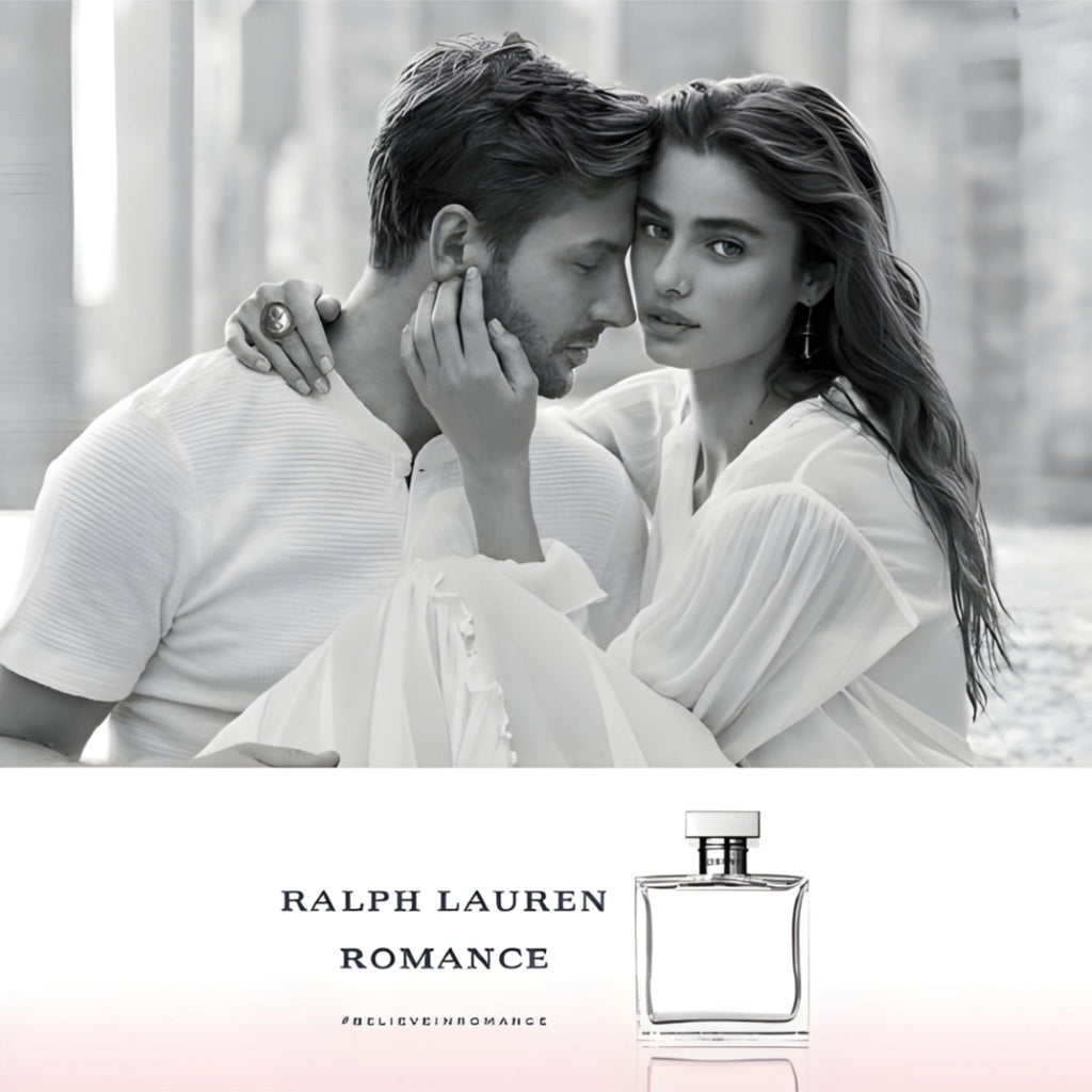 Refect Beauty presents Ralph Lauren Romance Eau de Parfum featuring a romantic black and white couple portrait