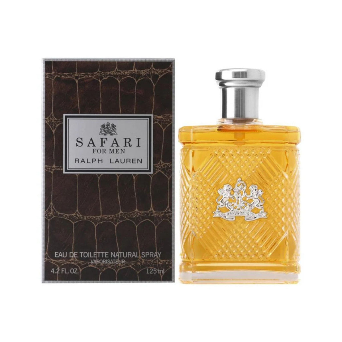 Refect Beauty Ralph Lauren Safari for Men eau de toilette bottle and textured brown box packaging