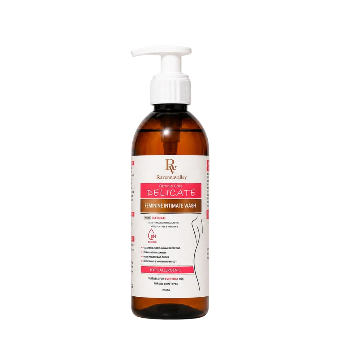 Refect Beauty Ravenna Valley Delicate feminine intimate wash in a brown pump bottle for daily pH-balanced hygiene.