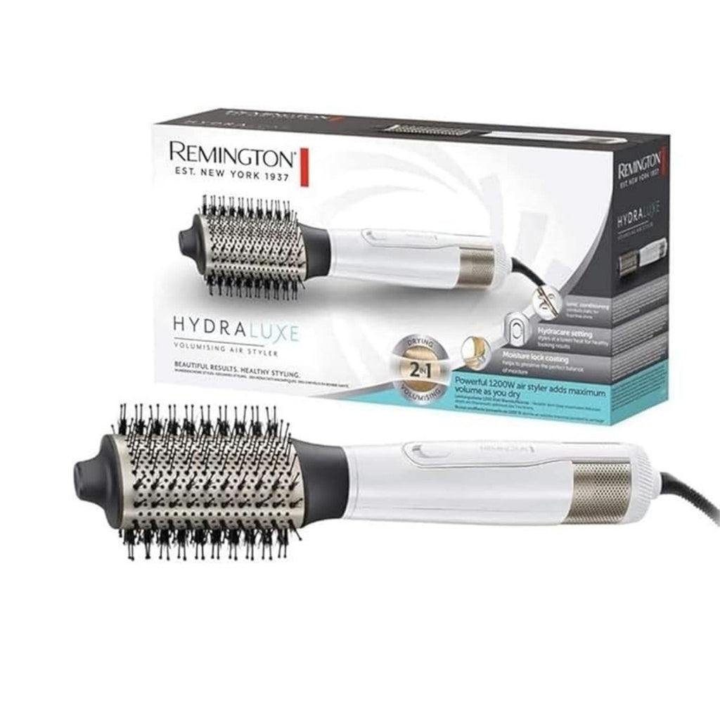 Refect Beauty Remington Hydraluxe 1200W white and gold volumising air styler with ceramic-coated brush attachment