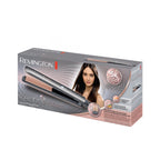 Refect Beauty Remington Keratin Protect hair straightener in grey and rose gold packaging with product features