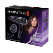 Refect Beauty Remington Pro-Air Shine D5215 hair dryer box with 2300W power, ionic technology, and diffuser attachment.