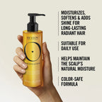 Refect Beauty Revlon Professional Orofluido Radiance Argan Shampoo bottle held in hand for nourishing hair care