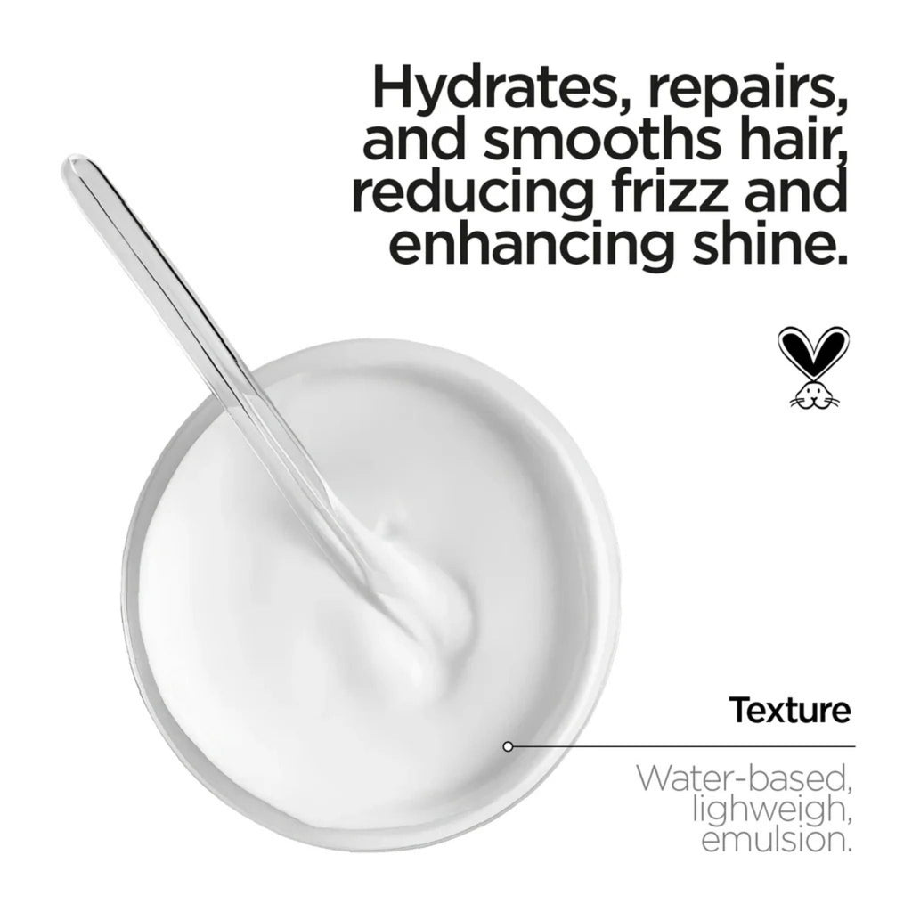 Refect Beauty Revox B77 Plex Step 5 conditioner showing a smooth white cream texture in a bowl with a mixing spoon.
