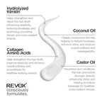 Refect Beauty Revox B77 Plex hair treatment cream texture with ingredient benefits for keratin, coconut, and castor oil