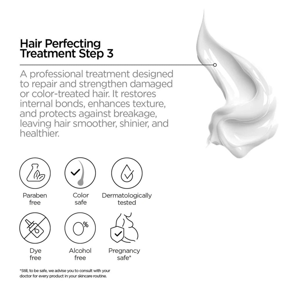 Refect Beauty Revox B77 Plex Step 3 hair treatment cream texture with icons showing paraben, dye, and alcohol free