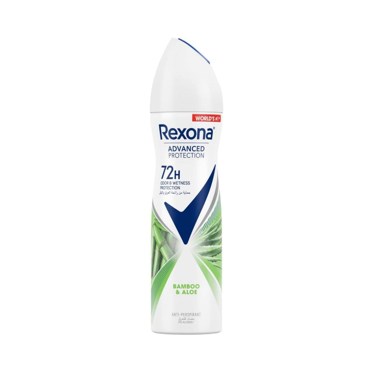 Refect Beauty Rexona Bamboo & Aloe antiperspirant spray for women featuring 72-hour protection in a white aerosol can.