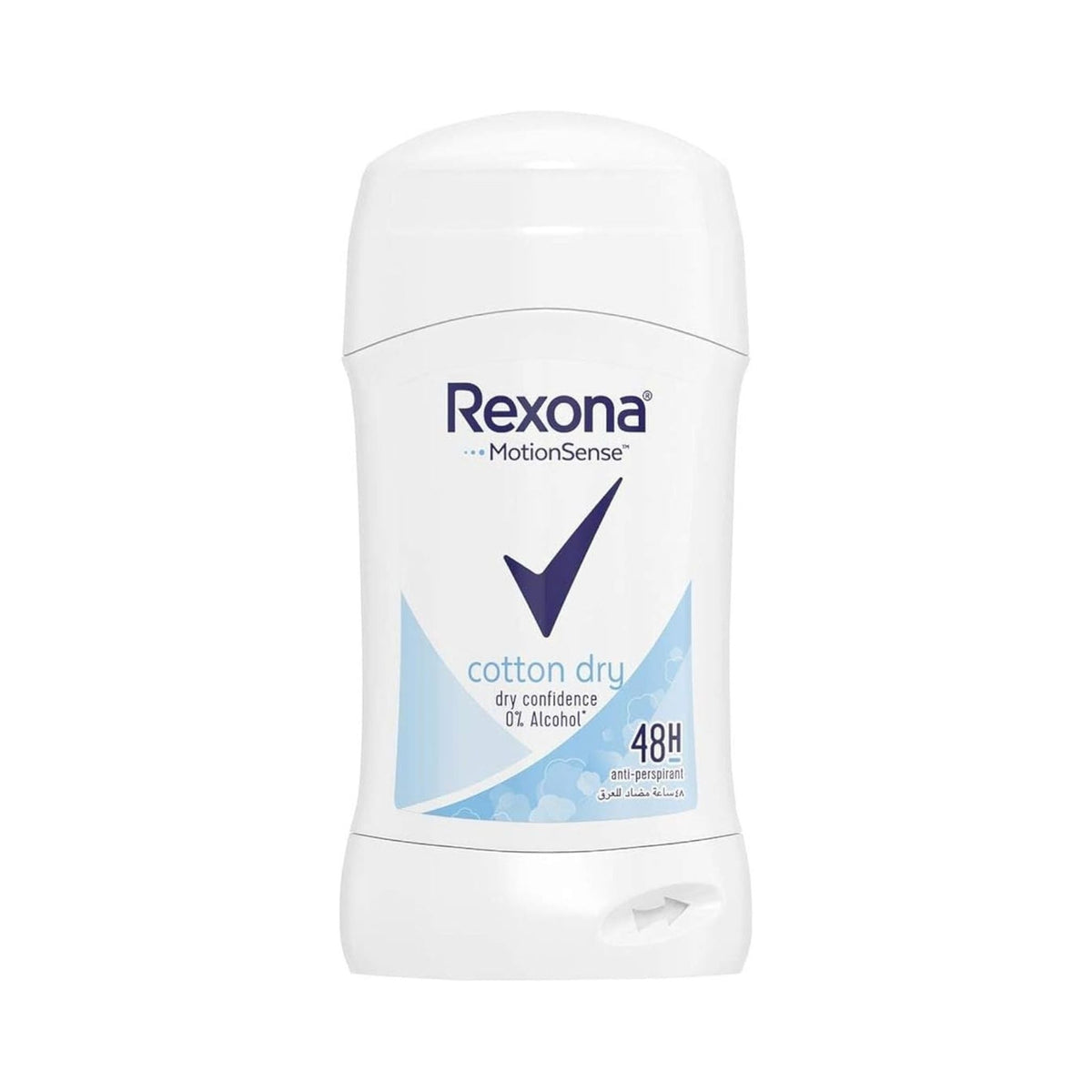 Refect Beauty Rexona Cotton Dry antiperspirant stick in white packaging with blue branding and a 48-hour protection label