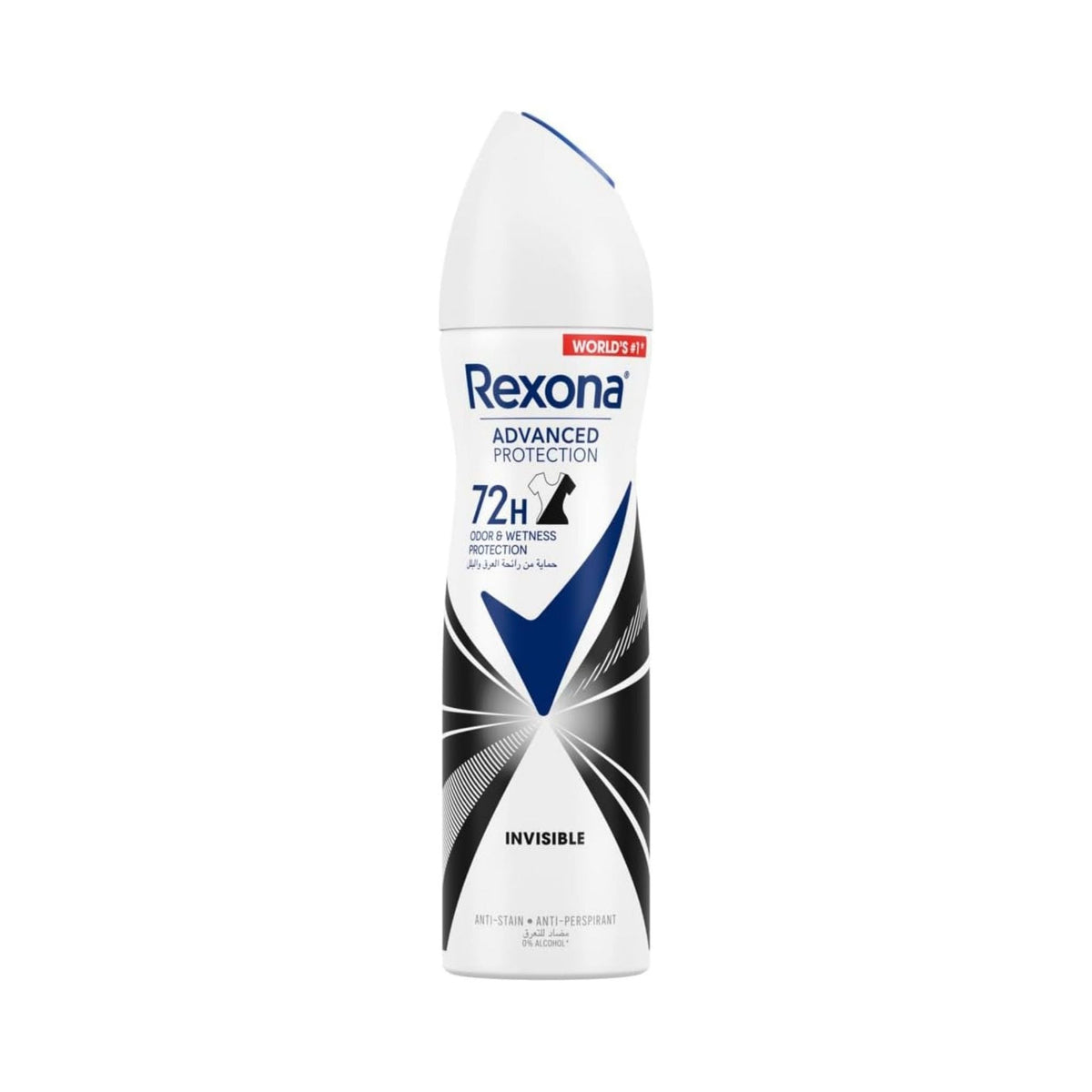 Refect Beauty Rexona Invisible antiperspirant spray for women in a white and blue bottle with 72-hour protection.