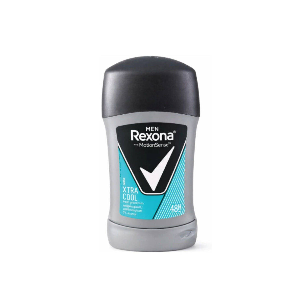 Refect Beauty Rexona Men Xtra Cool antiperspirant deodorant stick in a grey container with a black cap