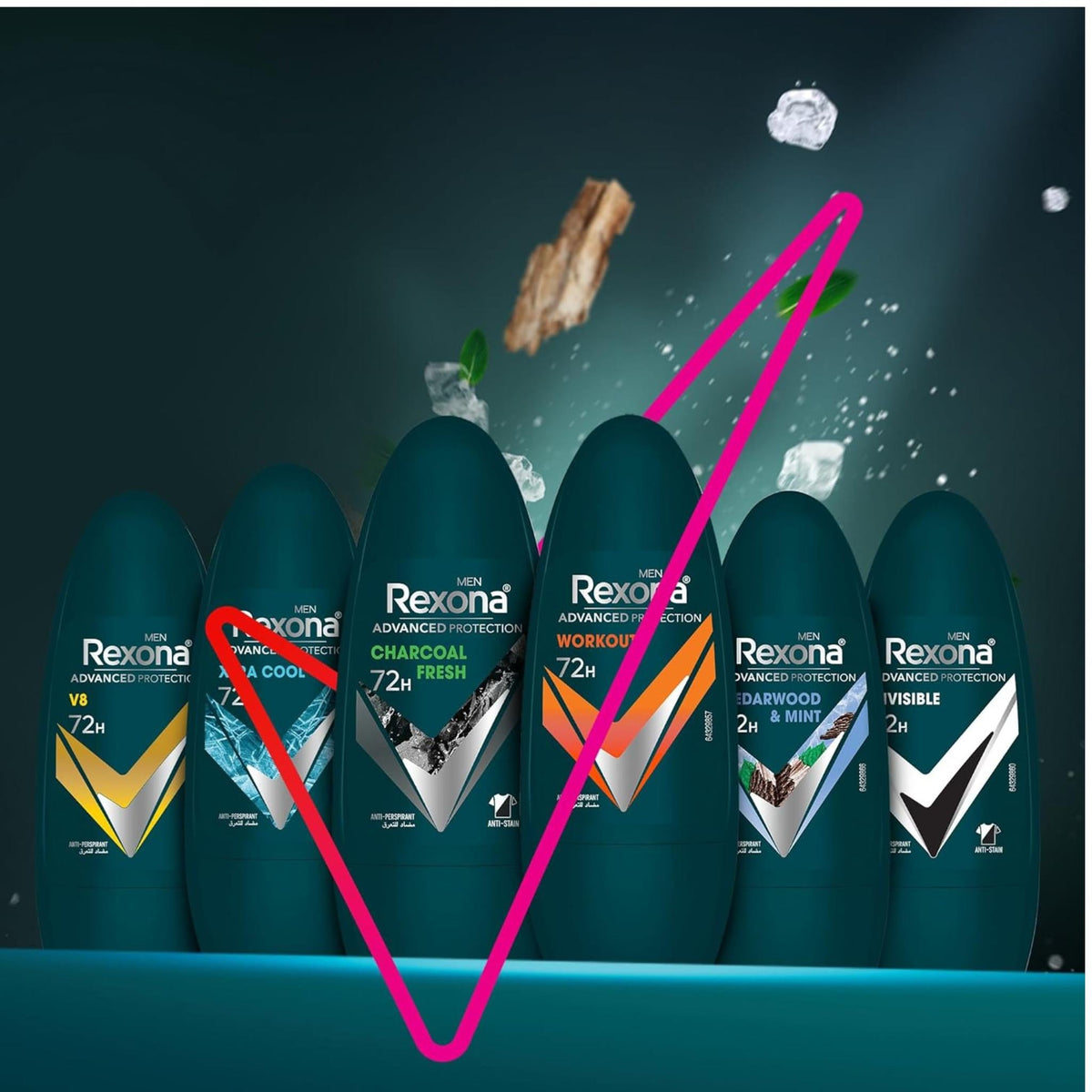Refect Beauty Rexona Advanced Protection antiperspirant roll-on collection for men featuring various scent variants