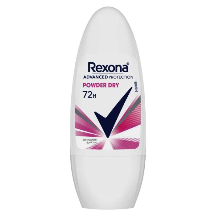 Refect Beauty Rexona Powder Dry 72H antiperspirant roll-on for women with advanced protection and powdery scent.