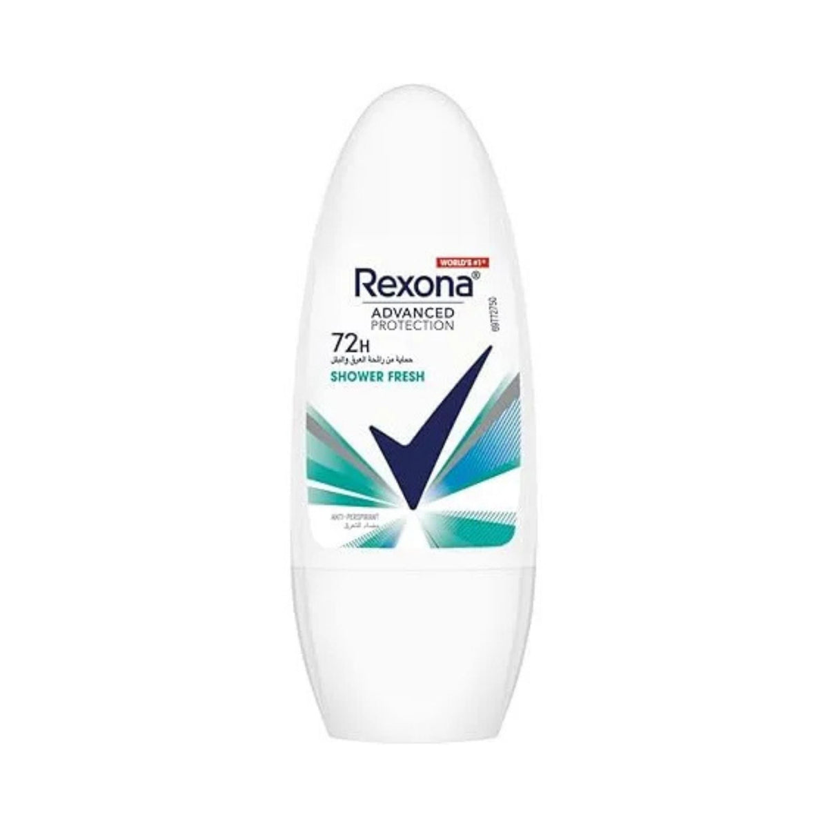 Refect Beauty Rexona Shower Fresh women's antiperspirant roll-on with 72h protection and MotionSense technology.
