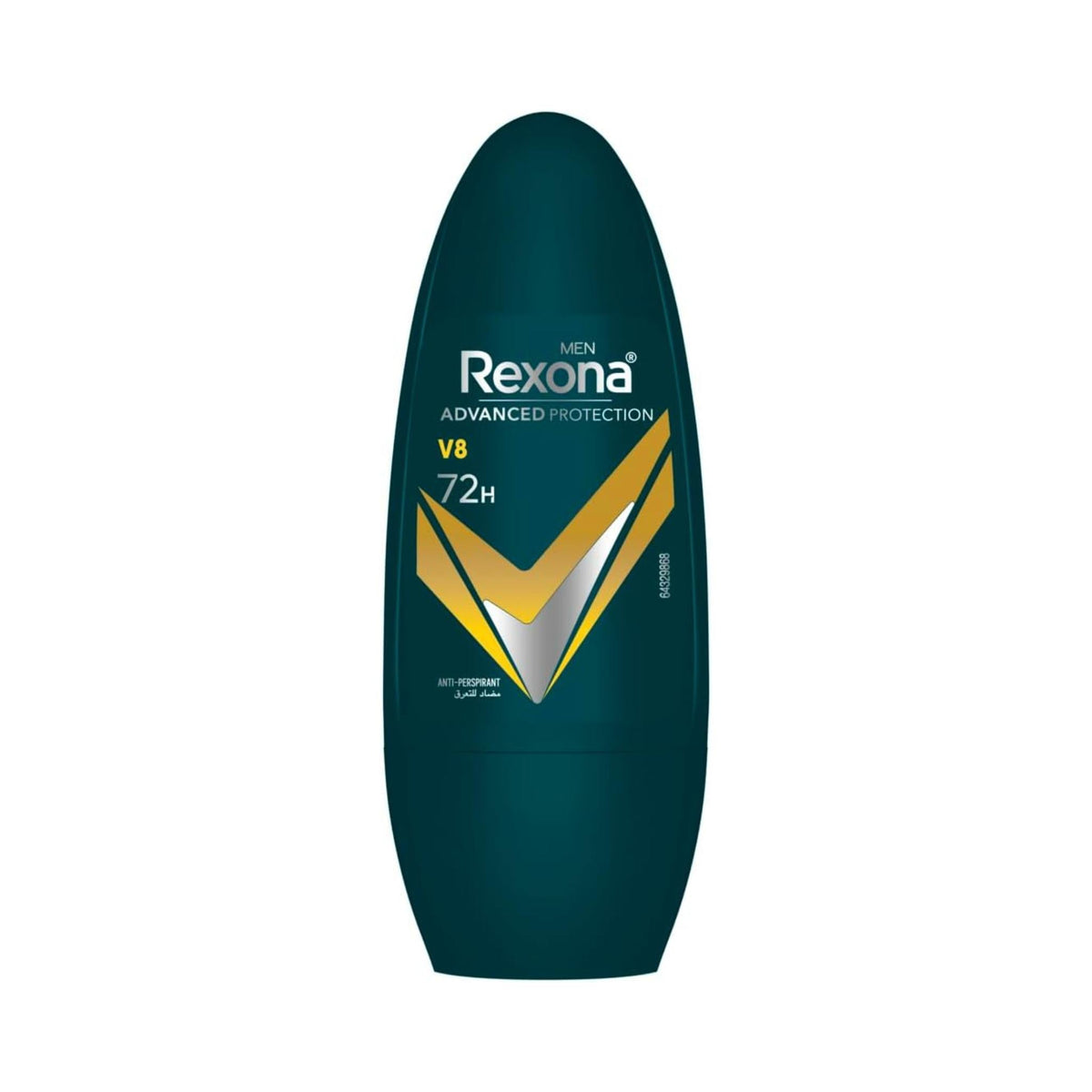 Refect Beauty Rexona Advanced Protection V8 antiperspirant roll-on for men with 72-hour sweat and odor defense.