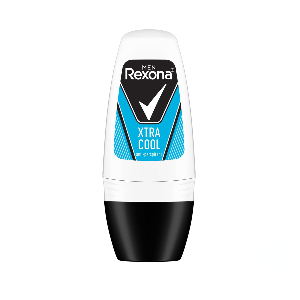 Refect Beauty Rexona Men Xtra Cool roll-on antiperspirant in a white and black bottle with blue accents