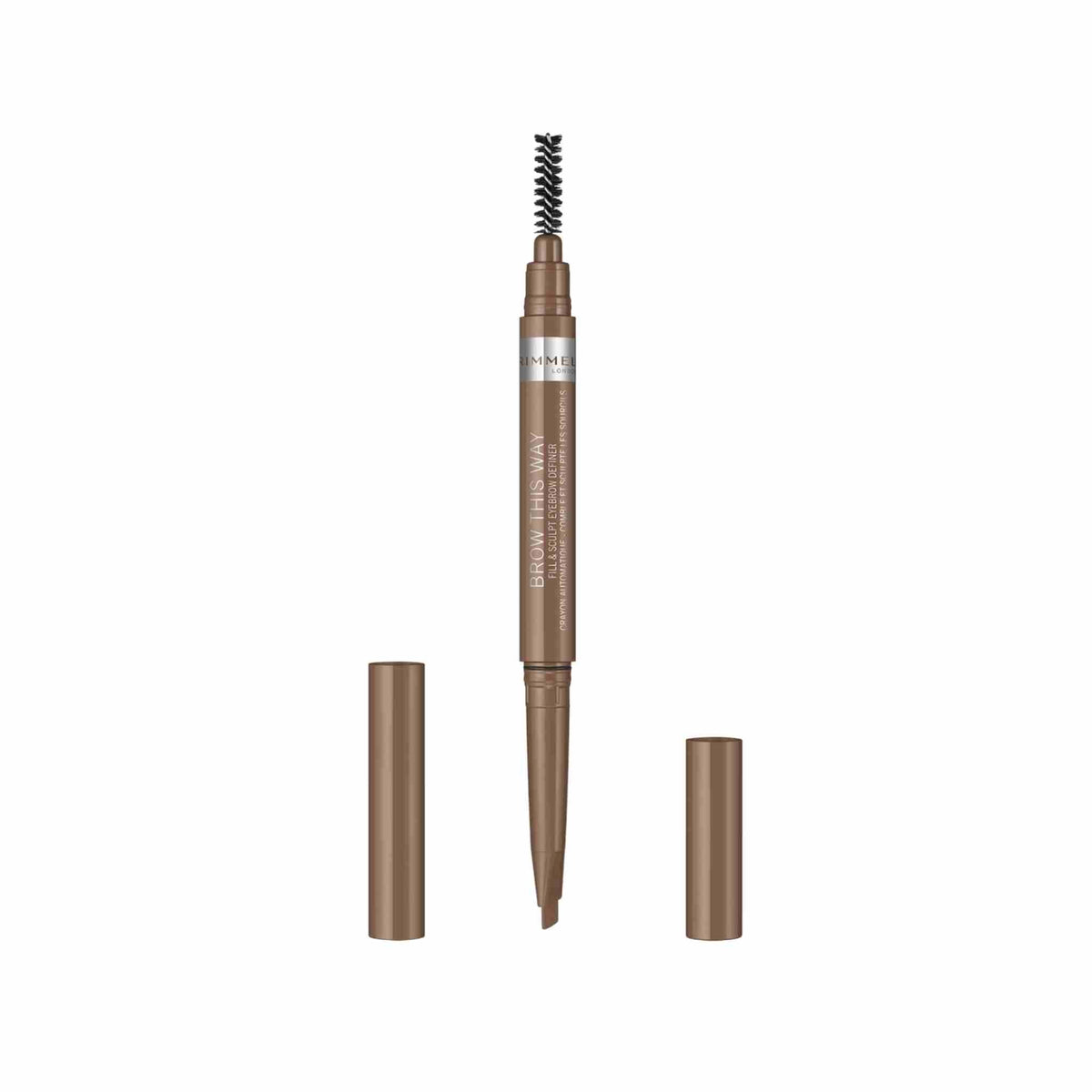 Refect Beauty Rimmel Brow This Way 2-in-1 blonde eyebrow pencil with angled filling tip and blending spoolie brush