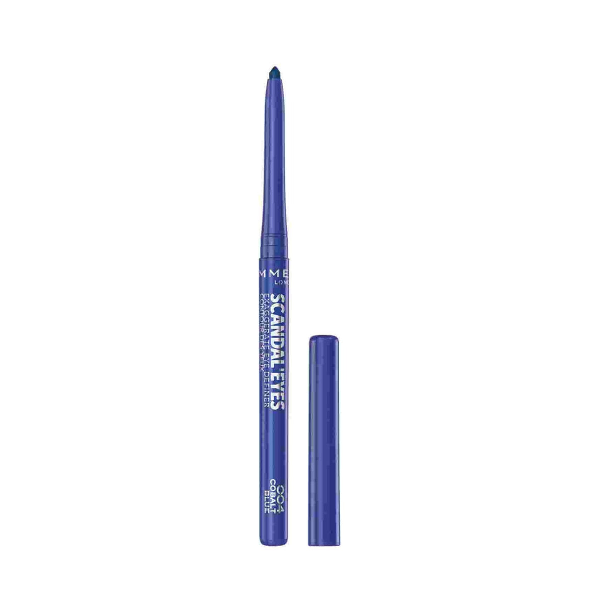 Refect Beauty Rimmel London Scandaleyes Exaggerate Eye Definer in cobalt blue with a built-in smudger cap