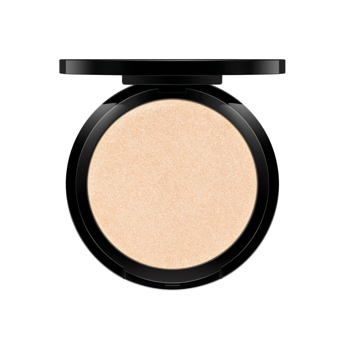 Refect Beauty Rimmel High'Light Powder in a sleek black compact with shimmering champagne-toned highlighter.