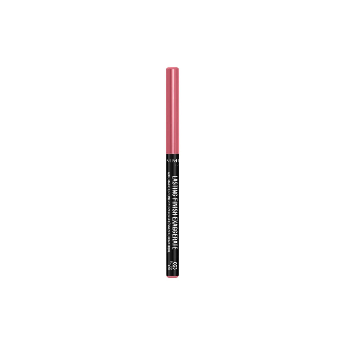 Refect Beauty Rimmel London Lasting Finish Exaggerate automatic twist-up lip liner in a soft pink shade