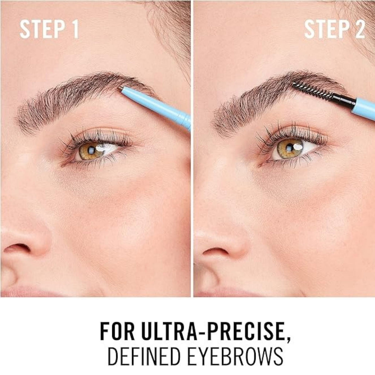 Refect Beauty Rimmel London Kind & Free Brow Definer showing step-by-step application with pencil tip and spoolie