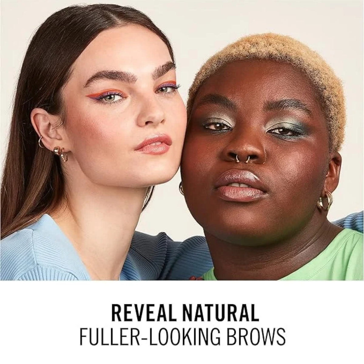 Refect Beauty models with defined eyebrows, showcasing the Rimmel London Kind & Free Brow Definer natural look