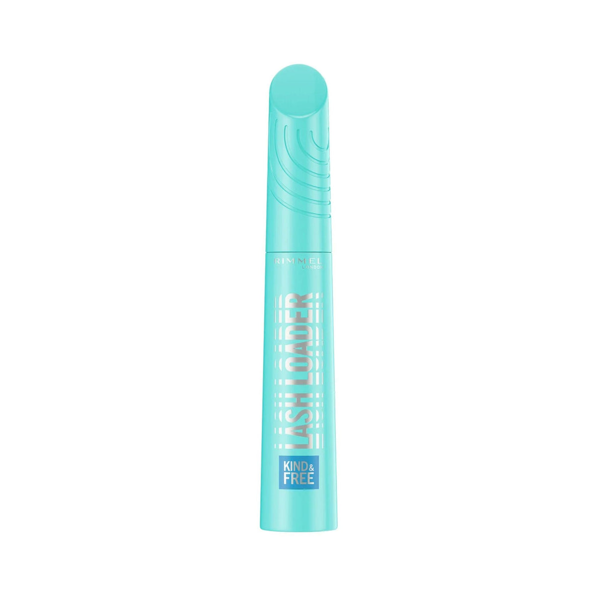 Refect Beauty Rimmel London Lash Loader volumizing mascara in a light blue tube with bold black noir pigment.