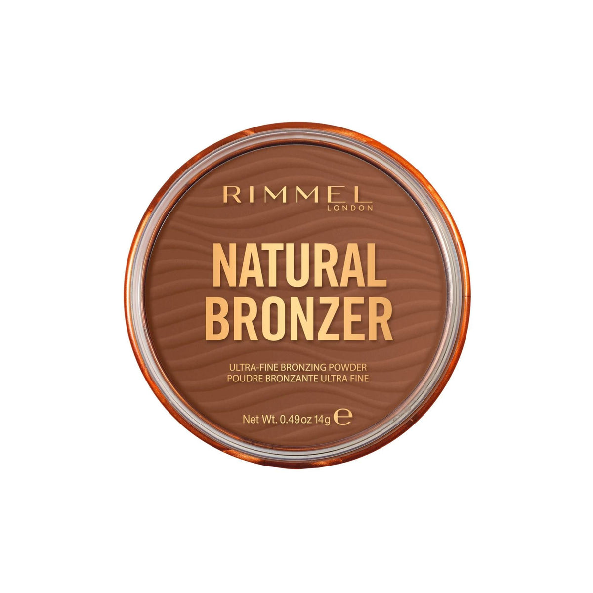 Refect Beauty Rimmel Natural Bronzer in a round compact, featuring ultra-fine powder for a sun-kissed glow.