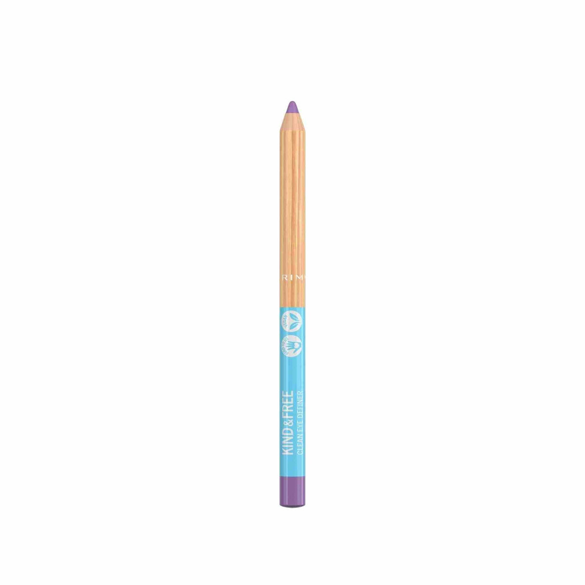 Refect Beauty Rimmel Kind & Free clean purple eyeliner pencil with a wooden barrel and vegan formula.