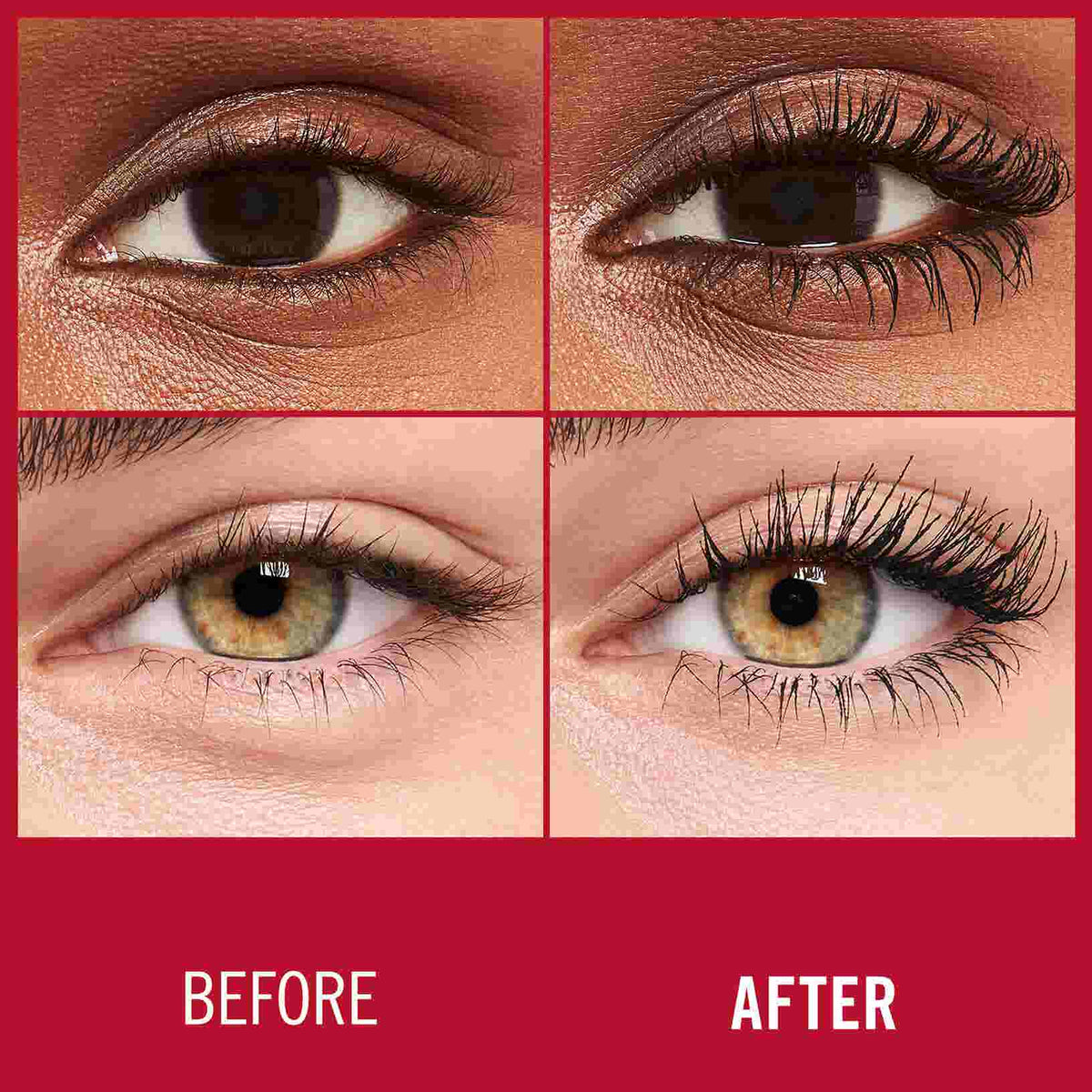 Refect Beauty Rimmel Thrill Seeker mascara before and after comparison showing bold volume and lengthened lashes
