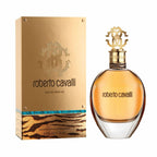 Refect Beauty Roberto Cavalli Eau de Parfum bottle and gold box with animal print and orange blossom floral notes