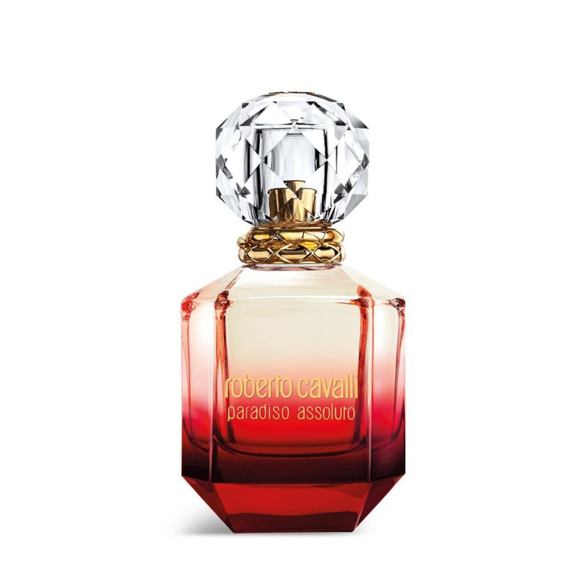 Refect Beauty Roberto Cavalli Paradiso Assoluto eau de parfum in a faceted red glass bottle with a crystal cap