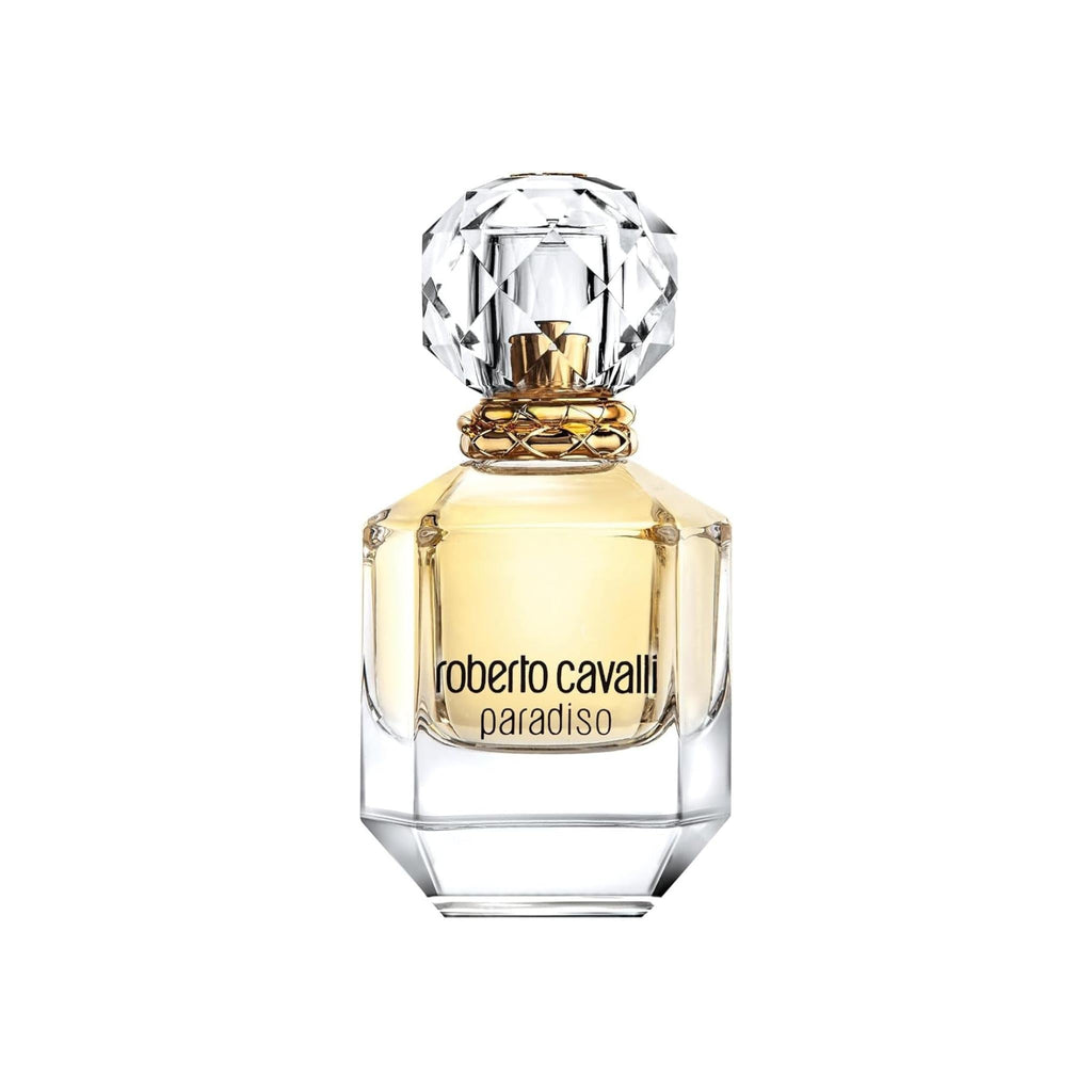 Refect Beauty Roberto Cavalli Paradiso Eau de Parfum in a faceted glass bottle with a crystal-like stopper