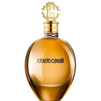 Refect Beauty Roberto Cavalli For Women eau de parfum in a round glass bottle with a gold logo cap and animal print.