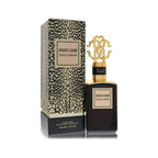 Refect Beauty Roberto Cavalli Tobaccomore Eau de Parfum bottle with gold cap and leopard print box