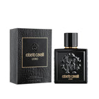 Refect Beauty Roberto Cavalli Uomo eau de toilette bottle and textured black box with gold logo detailing