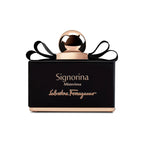 Refect Beauty Salvatore Ferragamo Signorina Misteriosa perfume bottle in black glass with a gold cap and black bow