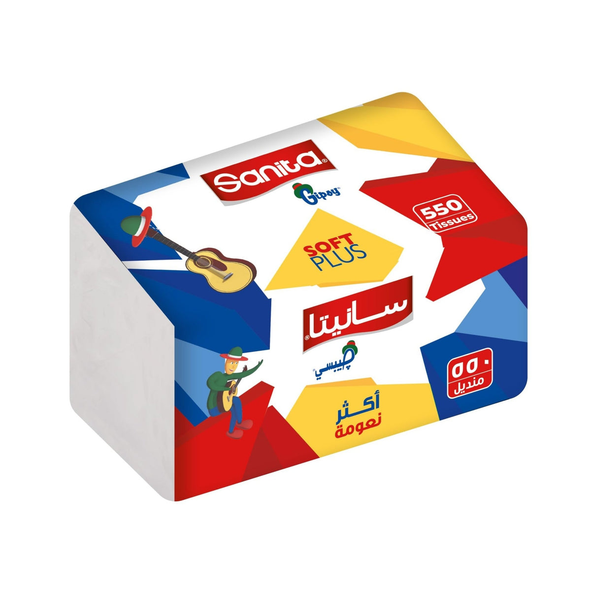 Refect Beauty Sanita Soft Gipsy facial tissues in a 550-sheet pack with colorful graphic design