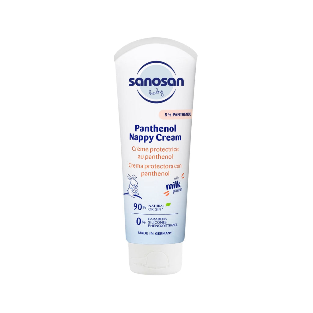 Refect Beauty Sanosan Baby Panthenol Nappy Cream in a white tube for soothing diaper rash and skin irritation.