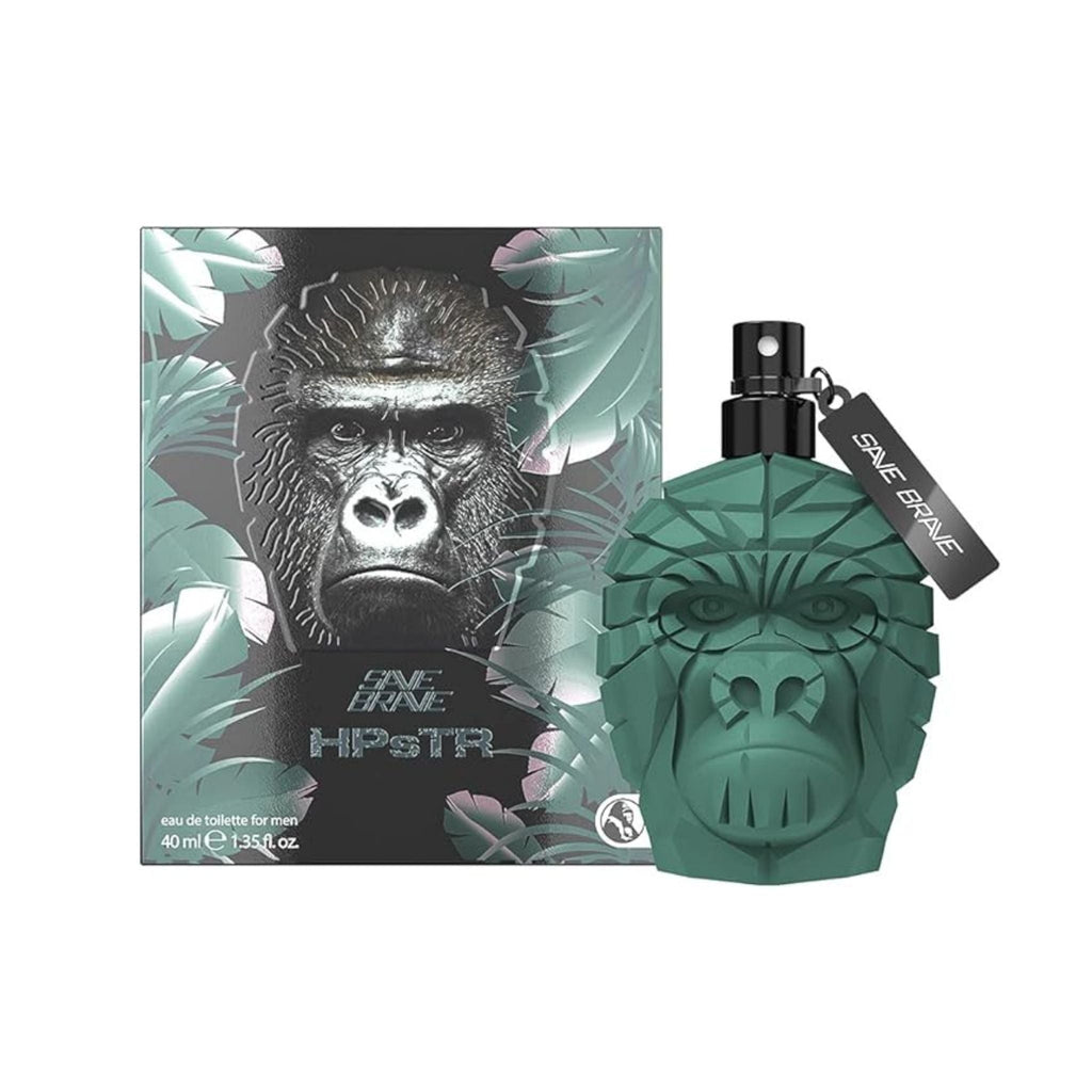 Refect Beauty Save Brave HPsTR eau de toilette with a green gorilla-shaped bottle and matching illustrated box.