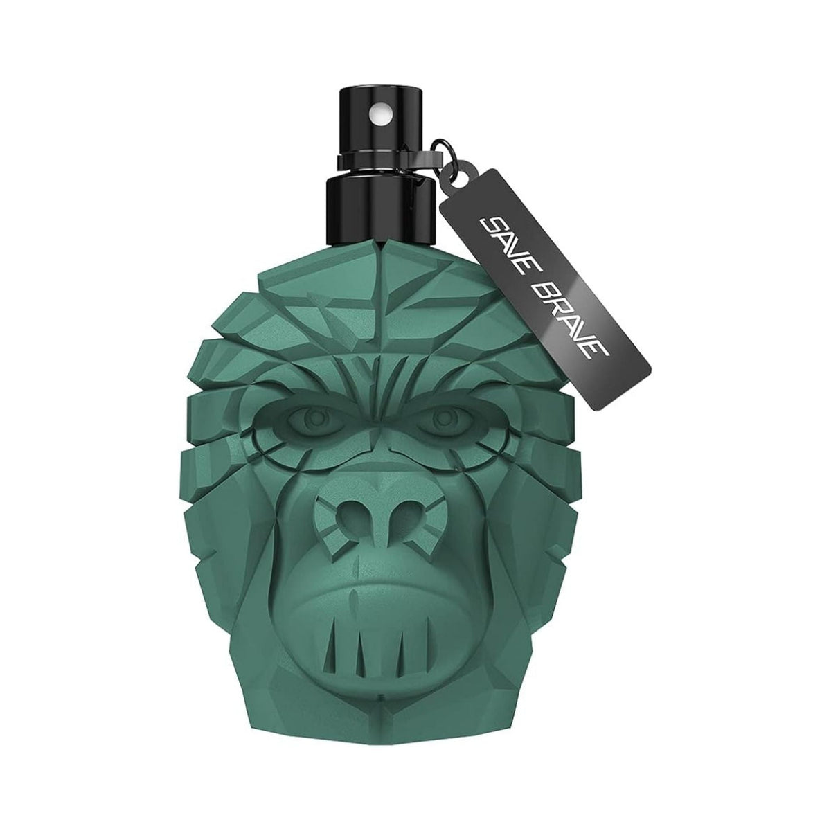 Refect Beauty Save Brave HPsTR eau de toilette in a unique matte green geometric gorilla-shaped glass bottle