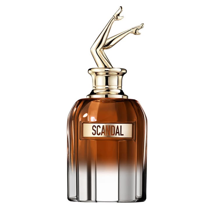 Refect Beauty Jean Paul Gaultier Scandal Elixir Parfum in a dark amber glass bottle with iconic gold legs cap