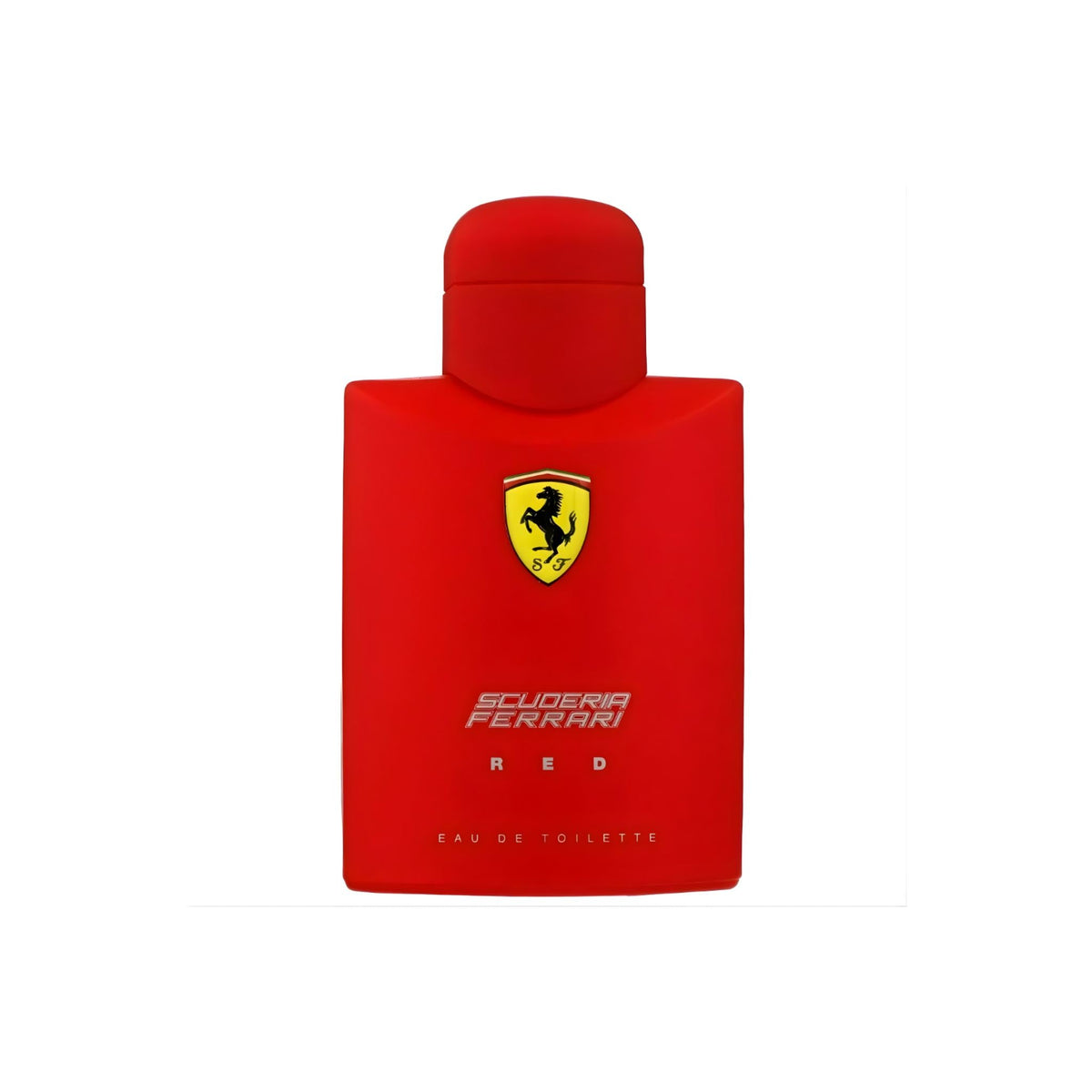 Refect Beauty Scuderia Ferrari Red eau de toilette in a vibrant red bottle with the iconic prancing horse logo