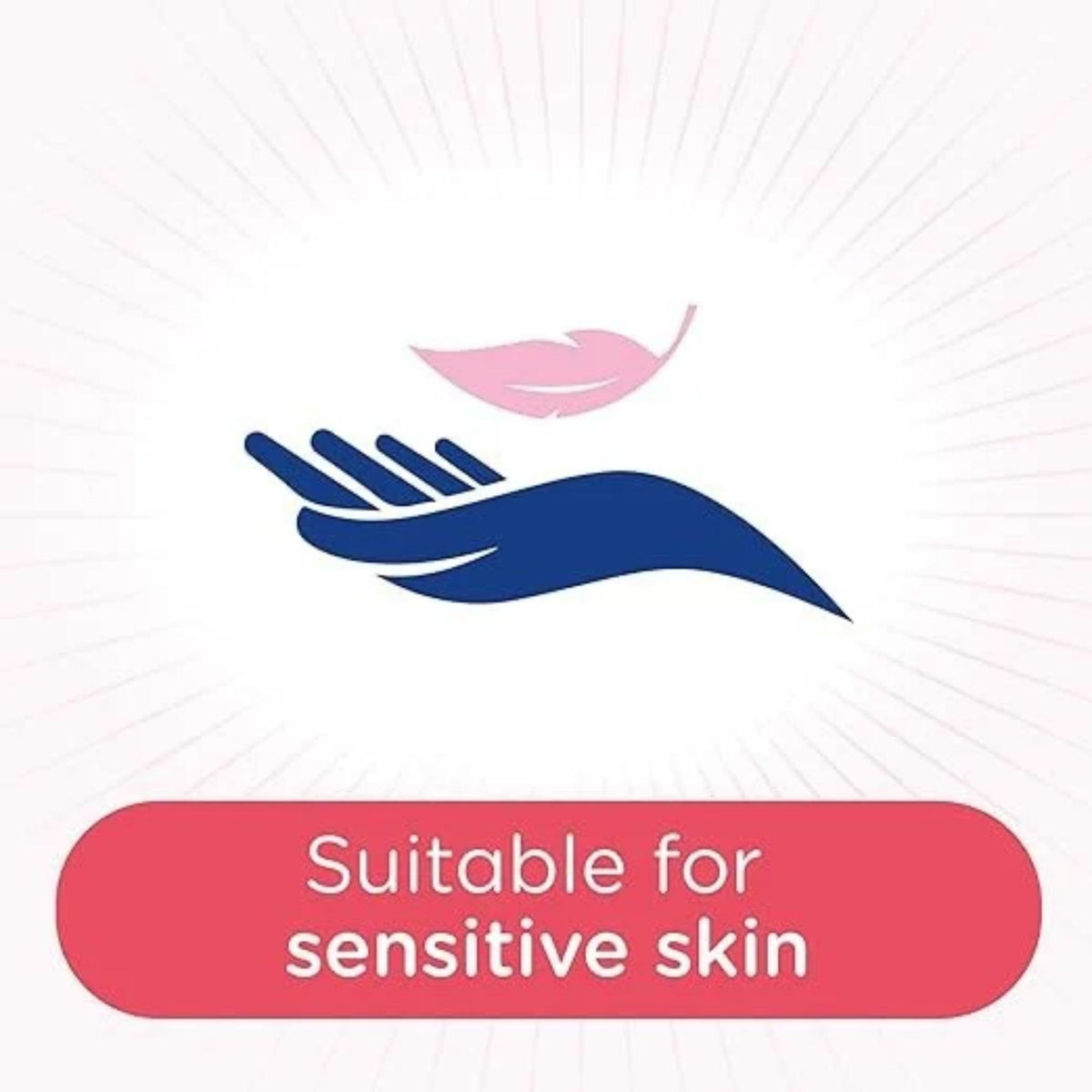 Refect Beauty Johnsons Daily Essentials Refreshing Gel Wash icon showing a hand and feather for sensitive skin care
