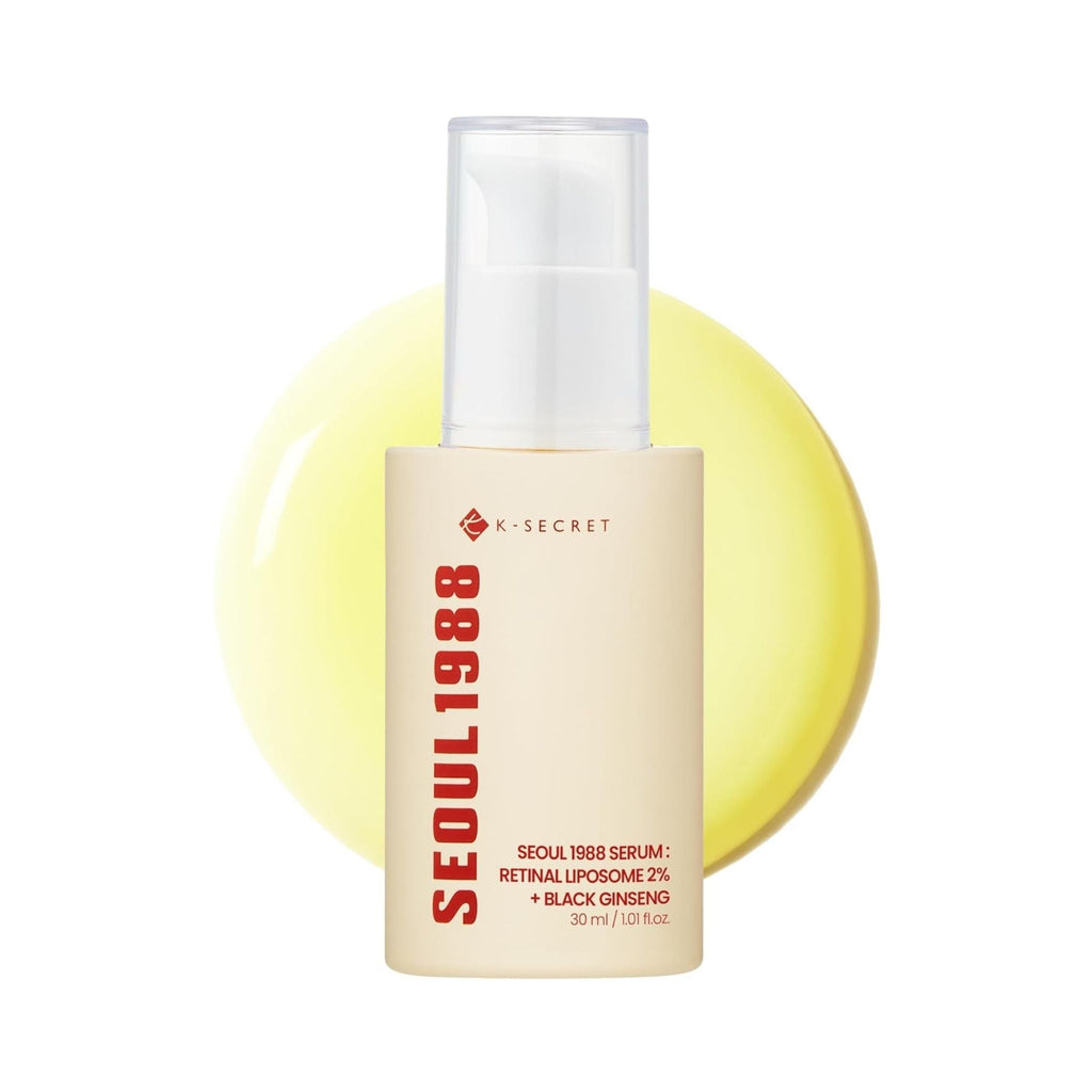 Refect Beauty K-Secret Seoul 1988 anti-aging facial serum bottle with retinal liposome and black ginseng extract.